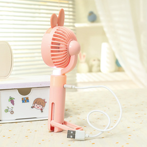 Portable Handheld <b>Fan</b> With Light USB Rechargeable DC Motor 5V 2W Button Control Desk <b>Stand</b> For Kids - Product Image 5