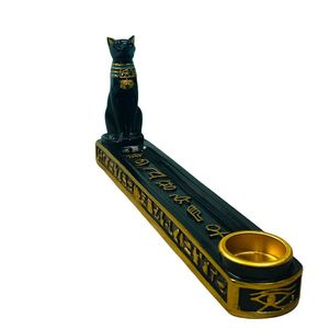 Porte-encens en résine représentant un chat <span class=keywords><strong>Bastet</strong></span> de la mythologie égyptienne, base de brûleur d'encens - Product Image 2