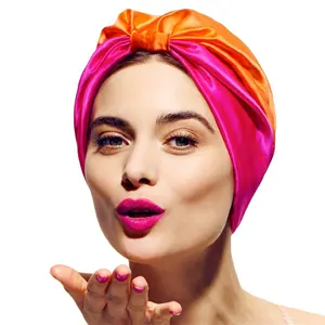 2022 Hotsale Die Double Stretch Satin Sleeping Night Cap Turban Seiden hauben für Frauen haar