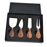 Ensemble d'outils à fromage en bois d'acacia à feuilles fines, manche en acier inoxydable, pour fromage et pizza