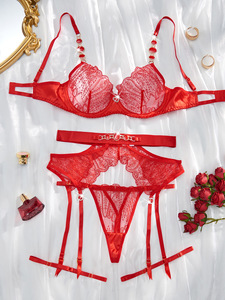 Lingerie di cristallo RUIYI 3 pezzi Set Lingerie di San Valentino 2025 ricamo trasparente biancheria intima Sexy - Product Image 5