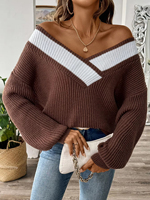 Chandails d'hiver à la mode pour dames tenues tricotées à manches longues col en v style décontracté pull pour femmes