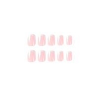 24 pièces, Vente chaude, Ongles artificiels en acrylique à presser, forme cercueil simple et carrée française, couvrance totale, avec colle, en gros