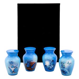 Juego de 4 urnas de cremación ecológicas de latón estilo americano con mariposas azules con capacidad de 200 pulgadas cúbicas para cenizas de recuerdo - Product Image 2