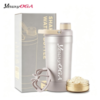 Bouteille shaker isotherme personnalisée YEWAYOGA avec compartiment de rangement intégré pour mélangeur et poudre protéinée, idéale pour la gym et les sports