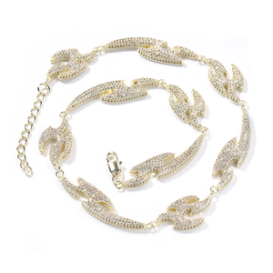 Bijoux Hip <span class=keywords><strong>Hop</strong></span> de style européen et américain avec chaîne d'extension bijoux de mode en laiton CZ collier plaqué or pour hommes femmes - Product Image 3