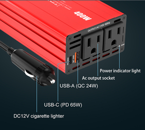 300w संशोधित साइन वेव सिंगल फेज कार पावर इनवर्टर डीसी 12 वी एसी 110v यूएसबी चार्जिंग पोर्ट डुअल एसी आउटलेट एडाप्टर - Product Image 6