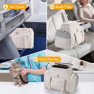 Transportadora de Mascotas de Cuero Premium con Diseño Aprobado por Aerolíneas, Parte Superior Expandible y Malla Transpirable para Viajes Cómodos de Mascotas Pequeñas - Product Image 6