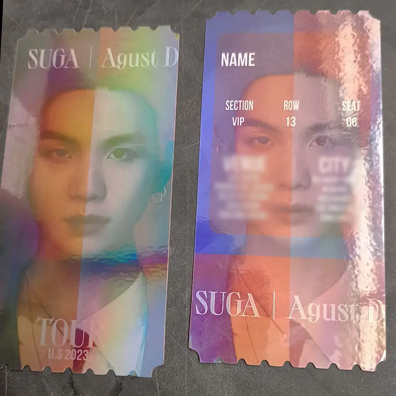 custom design with both side printing Holographic paper kpop ticket for idol's event