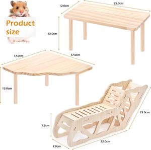 Plataforma <span class=keywords><strong>de</strong></span> Dos Niveles <span class=keywords><strong>de</strong></span> <span class=keywords><strong>Madera</strong></span> Dorada para Hámster, Escalera Ondulada para Escalar, Suministros <span class=keywords><strong>de</strong></span> Paisajismo para Jaulas - Product Image 2