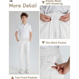 Pantalon chino élastique pour garçons, pantalon uniforme en sergé extensible, coton mi-lourd respirant avec poches pour enfants et jeunes - Product Image 3