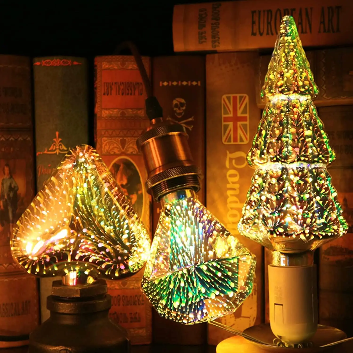 Holiday lighting color changing Star Heart Led decorative bulb 3D Effect decoration Christmas Lamps Fireworks led Bulb Light