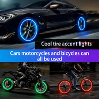 2 luces universales de alta precisión para el buje de la rueda del coche, luces decorativas para conducción nocturna, luz para la tapa de la válvula de la rueda de coche o motocicleta