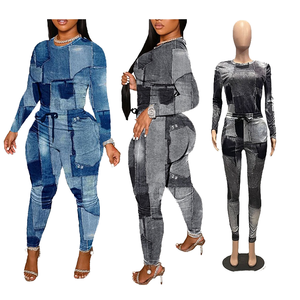 Conjunto de dos piezas con estampado de moda informal de gran venta <span class=keywords><strong>2022</strong></span> para <span class=keywords><strong>mujer</strong></span>, traje de bolsillo de cuerda en tallas XS S M XL XXL - Product Image 2