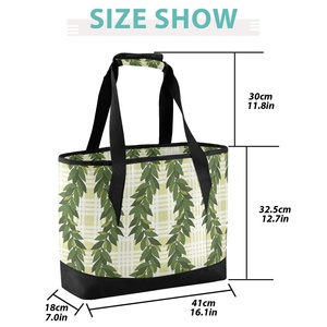New Arrival Maile <b>Lei</b> Hawaiian Print Tote Cooler Pikake Design Lunch Bag Insulated Grocery Custom Logo Cooler Bag for Shopping - Product Image 3