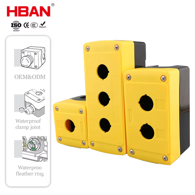 HBAN IP65 ABS Waterproof Push Button Station Yellow Box With 22 mm Control Button for Industrial Start/Stop Panels Button Box