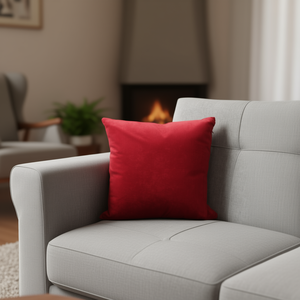 Cuscino e Poggiatesta Antelina in Velluto Rosso 45*45 Ice Point - Product Image 2
