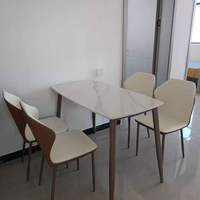Ensemble de table à manger carrée moderne en pierre frittée de luxe avec 6 chaises, imperméable et écologique, pour la maison, le restaurant, la salle à manger