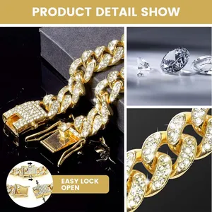 Köpekler kediler için lüks elmas küba yaka güvenli toka ile zarif <span class=keywords><strong>Metal</strong></span> Pet zincir basit tasarım Pet takı aksesuarları - Product Image 4