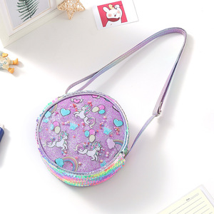 PVC Round Baby Cartoon School Unicorn Diagonal Bag Children's Coin <strong>Purse</strong> - Product Image 3