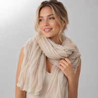 Écharpe plissée rétro douce et respirante, style fin, couleur unie artistique, série foulards longs pour femme