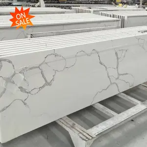 Lastre di quarzo bianco calacatta dal design caldo grande pietra di quarzo artificiale lastra di quarzite bianca