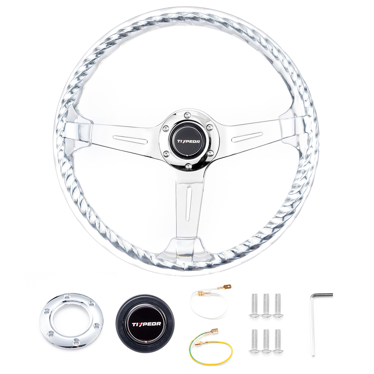 JDM Custom Acrylic Twister Steering Wheel - Clear Transparent