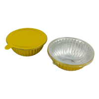 Bol en aluminium rond doré de 300 ml, robuste, résistant à la chaleur, jetable, pour emballage alimentaire à emporter, cuisson, barbecue, restauration