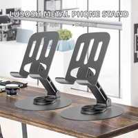 Support de téléphone portable universel en métal pour bureau avec rotation et hauteur réglables à 360°, antidérapant, compatible avec tous les smartphones