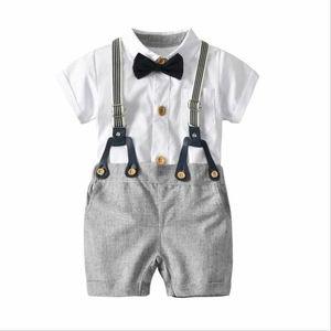 Ensembles de vêtements pour bébé garçon, vêtements pour nouveau-né, hauts à manches courtes + salopette, 2 pièces, tenues d'été pour bébé - Product Image 6