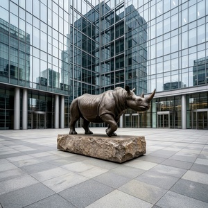 Escultura de Rinoceronte de Bronce Grande Hecha a Mano para Decoración de Jardín Exterior, Estatua de Animal Realista - Product Image 3