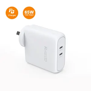 Gan 65W SAA Certificate AU Plugs Phone Laptop Fast Factory Direct Android Charger Shenzhen Usb Wall Charger Black White 2 X USB