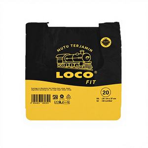 ถุงเสื้อยืด PE สีดำ ขนาด 20x37 ซม. ยี่ห้อ LOCO Fit พร้อมคุณสมบัติรักษาความปลอดภัย ทนทาน เหมาะสำหรับใส่อาหาร ผลไม้ และของชำ - Product Image 1