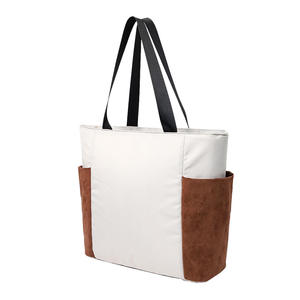 Bolso Tote Acolchado Estilo Japonés, Color Negro, Gris y Caqui, Gran Capacidad, Aislado, Cierre de Cremallera, para Uso Diario, Viajes y Compras - Product Image 4