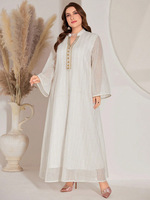 Haya 2025 ivoire transparent Nida Abaya avec bordure dorée vêtements islamiques pour femmes élégante robe modeste de grande taille