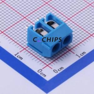 DB301V-5.0-2P-BU-P Screw Terminal Block Through hole Component (THT),P=5mm Connector 1x2P 5mm Blue Through Hole - Product Image 1
