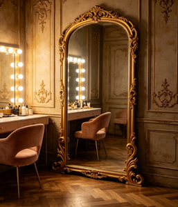 Heavenly <b>Mirror</b> Antique <b>Gold</b> <b>Ornate</b> Full Length Arched Vintage Wood Floor Standing <b>Mirror</b> with Carved Frame for Home Decor - Product Image 3