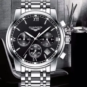 ساعة جوانكين GS19018 الماسية الفاخرة، ساعات كوارتز أنيقة، ساعة كوارتز مرصعة بالألماس من الفولاذ المقاوم للصدأ للرجال - Product Image 1