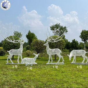 גודל חיים חוט מסגרת צבי פיסול חצר 3D מתכת מעוות רשת תיל פסל אמנות חיה למכירה - Product Image 6