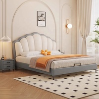 Lit en Cuir de Style Français Moderne de Luxe, Tailles King Size et Queen Size, Style Féminin