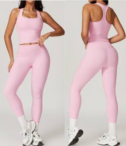 Completo Sportivo da Donna a 2 Pezzi: Top Corto a Forma di I e Leggings a Vita Alta per Yoga, Palestra, Fitness, Atletica e Pilates - Product Image 2