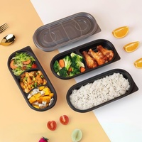 Boîte repas en plastique personnalisable en petites séries, compatible micro-ondes, pour repas en vol, emballage alimentaire sur mesure, boîte repas anti-fuite