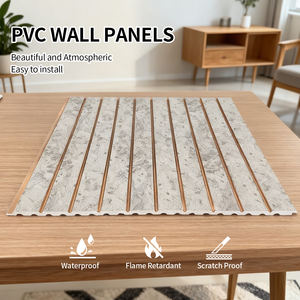 Panel de Pared de PVC Antimoho con Estampado <span class=keywords><strong>en</strong></span> Caliente, Panel de Pared Decorativo de Madera y Plástico Impermeable para Renovación de Interiores - Product Image 1