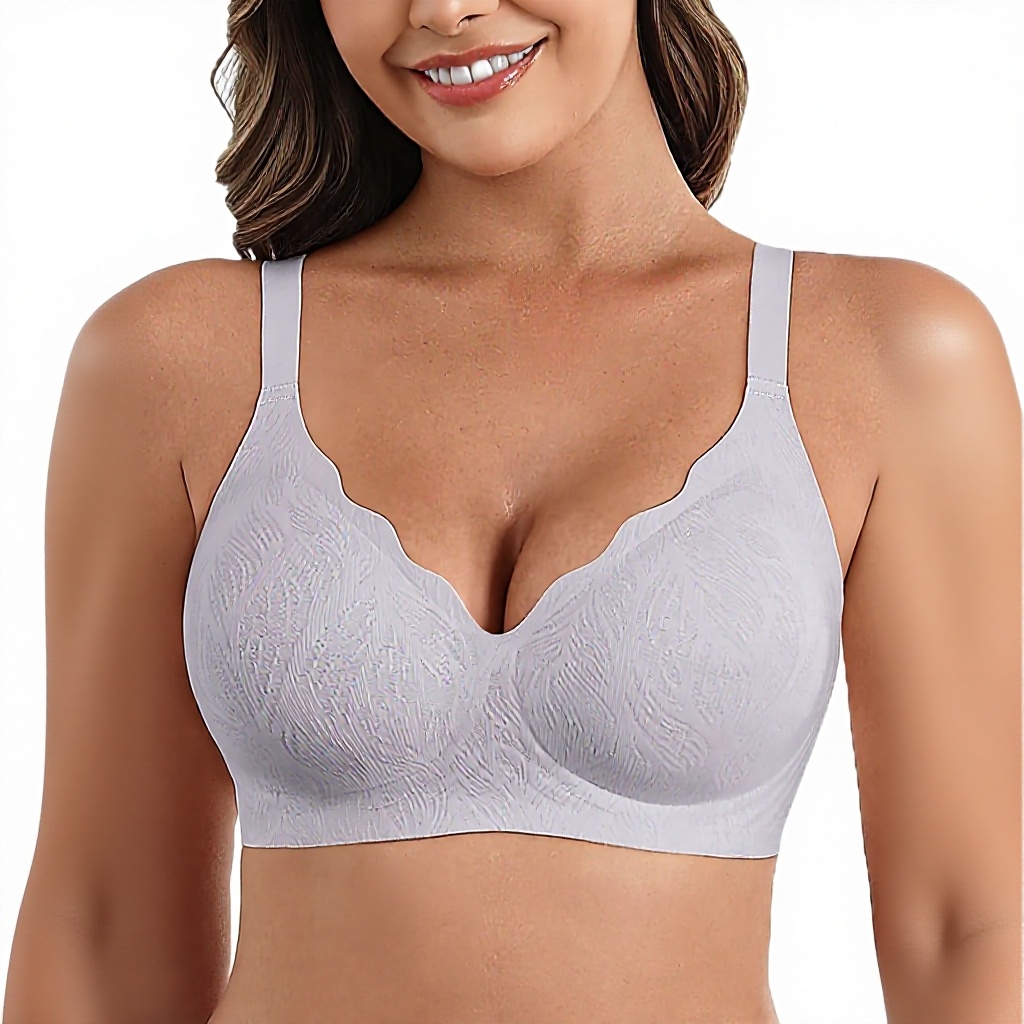 Women's Wireless Seamless Bra Full Coverage Lace Solid Pattern Basic Style S-3XL
