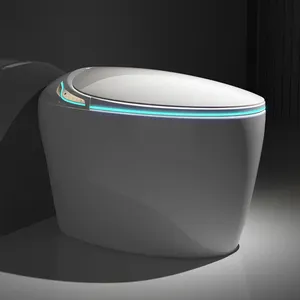 Mangkuk Flush elektrik bentuk bulat otomatis, Toilet cerdas Bidet WC kamar mandi Toilet pintar dengan pengendali jarak jauh