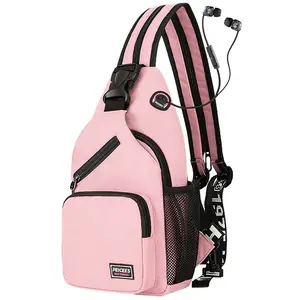 2023 Hot selling Crossbody Sling Backpack Women Men Fashion Shoulder Chest Bag with Headphone Hole Function Shoulder Bag Sport