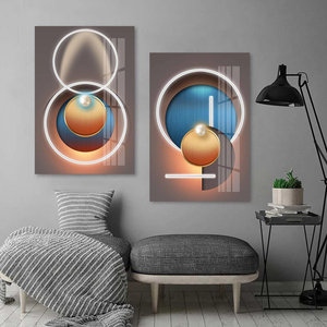 3 <span class=keywords><strong>Quadri</strong></span> <span class=keywords><strong>Astratti</strong></span> in Colori Scuri con Geometria Solida, Dipinti su Tela di Lusso per Arredamento Casa, Cornice Personalizzabile, Decorazione Cuadros - Product Image 4