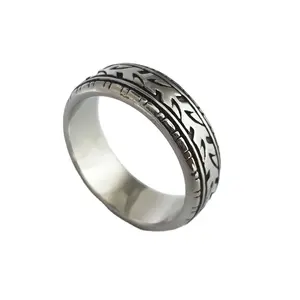 Hip Hop Man Racing Eagle Loopvlak Ring Zwart 316L Rvs Ring