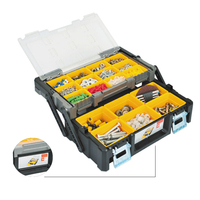 Boîte à outils en plastique professionnelle portable et durable MEIJIA NingBo Factory avec couvercle transparent sur le dessus, 18 pouces.