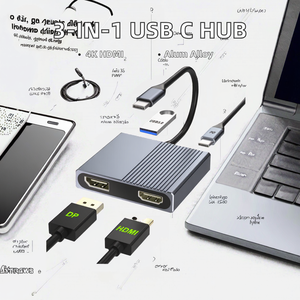 Hub USB-C 3-en-1 de qualité supérieure vers 4K 2.1 HDTV avec chargement USB 3.0 PD 100W en alliage d'aluminium <span class=keywords><strong>pour</strong></span> <span class=keywords><strong>MacBook</strong></span> <span class=keywords><strong>Pro</strong></span>, consoles de <span class=keywords><strong>jeu</strong></span> et autres appareils - Product Image 2